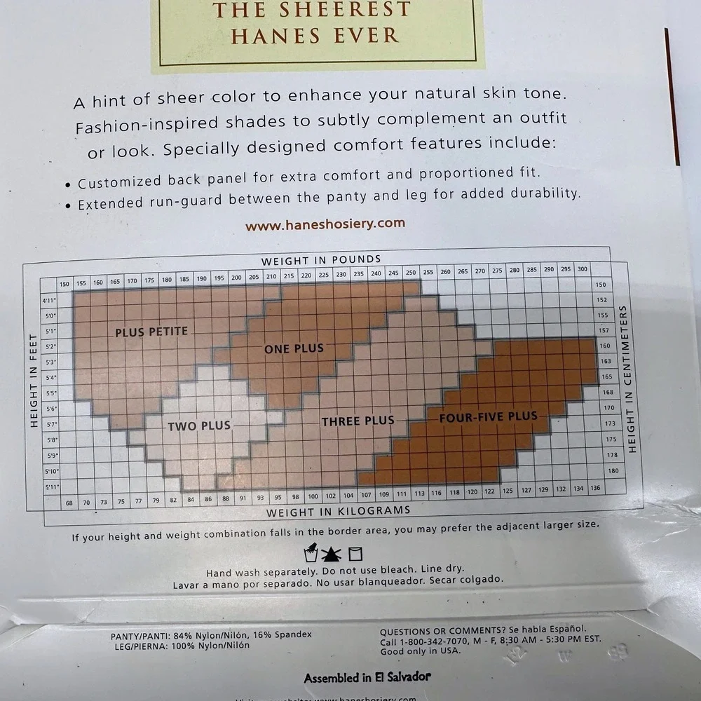 Hanes Plus Absolutely‎ Ultra Sheer Pantyhose Pearl Size Three Plus 00P30 2 pair